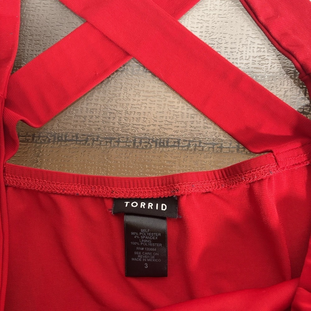Torrid Top Womens 3X Cherry Red Cross Back Romantic Going Out Tank Draped Y2K - Picture 6 of 6